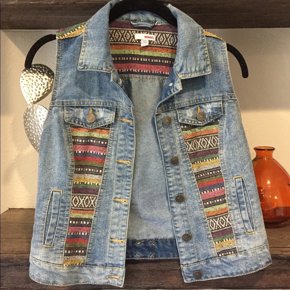 Women's Denim Tribal Vest Sz Small
